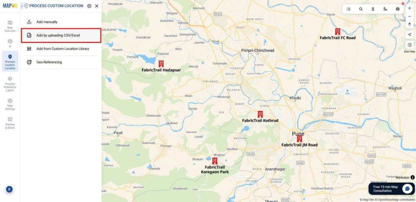 Image shows uploading customer data to identify new customer hotspots.