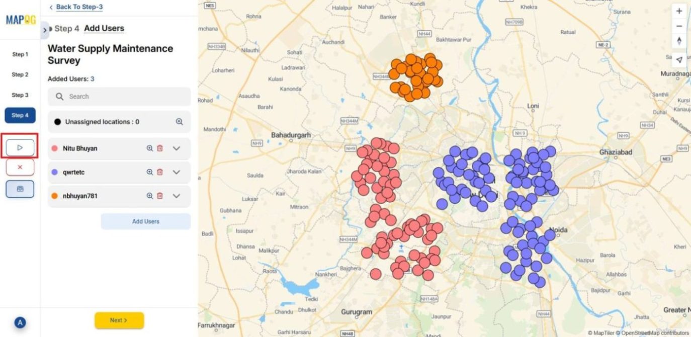 Interface showing launch survey tab.
