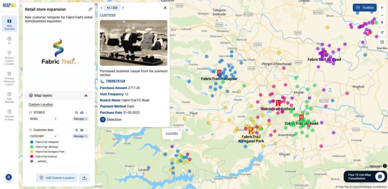 Final visualization of customer clusters to identify new customer hotspots with map based insights.
