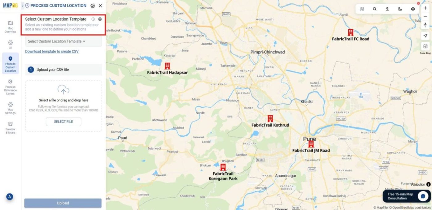 shows custom location template icon