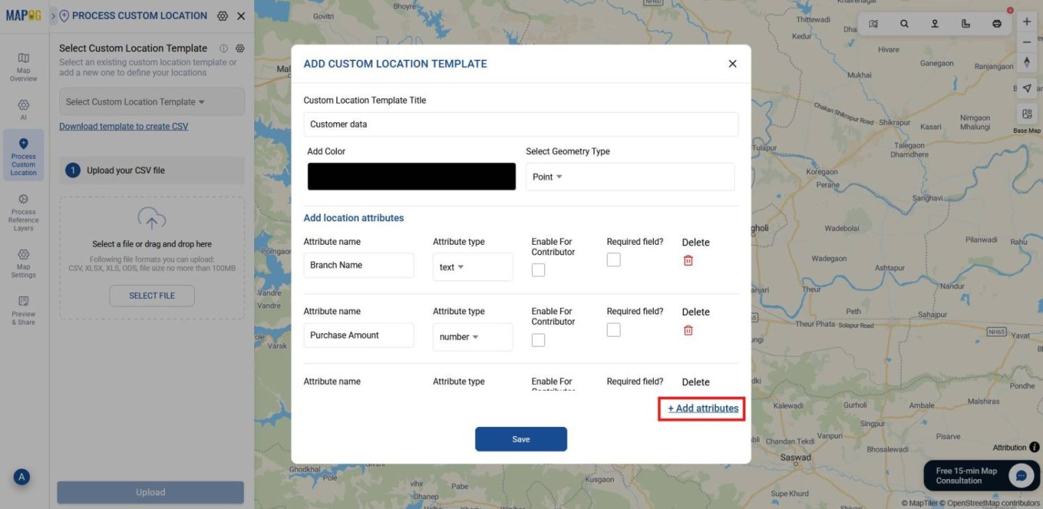 Shows creating a custom location template to identify new customer hotspots.