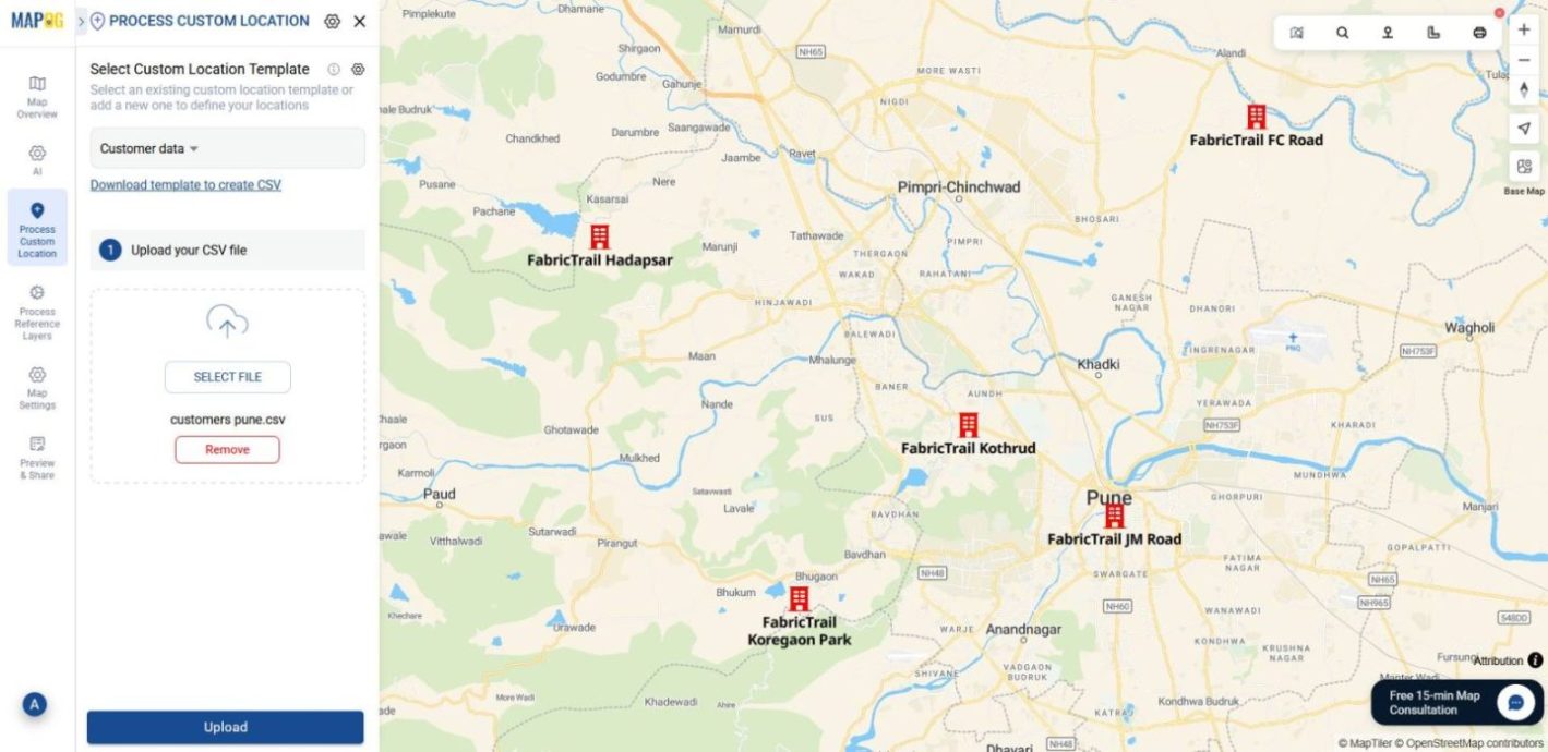 Shows Uploading customer dataset and CSV/Excel file.