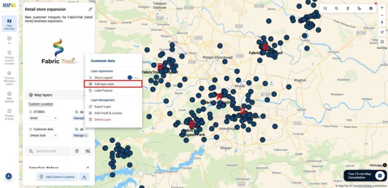 Selecting customer data layer