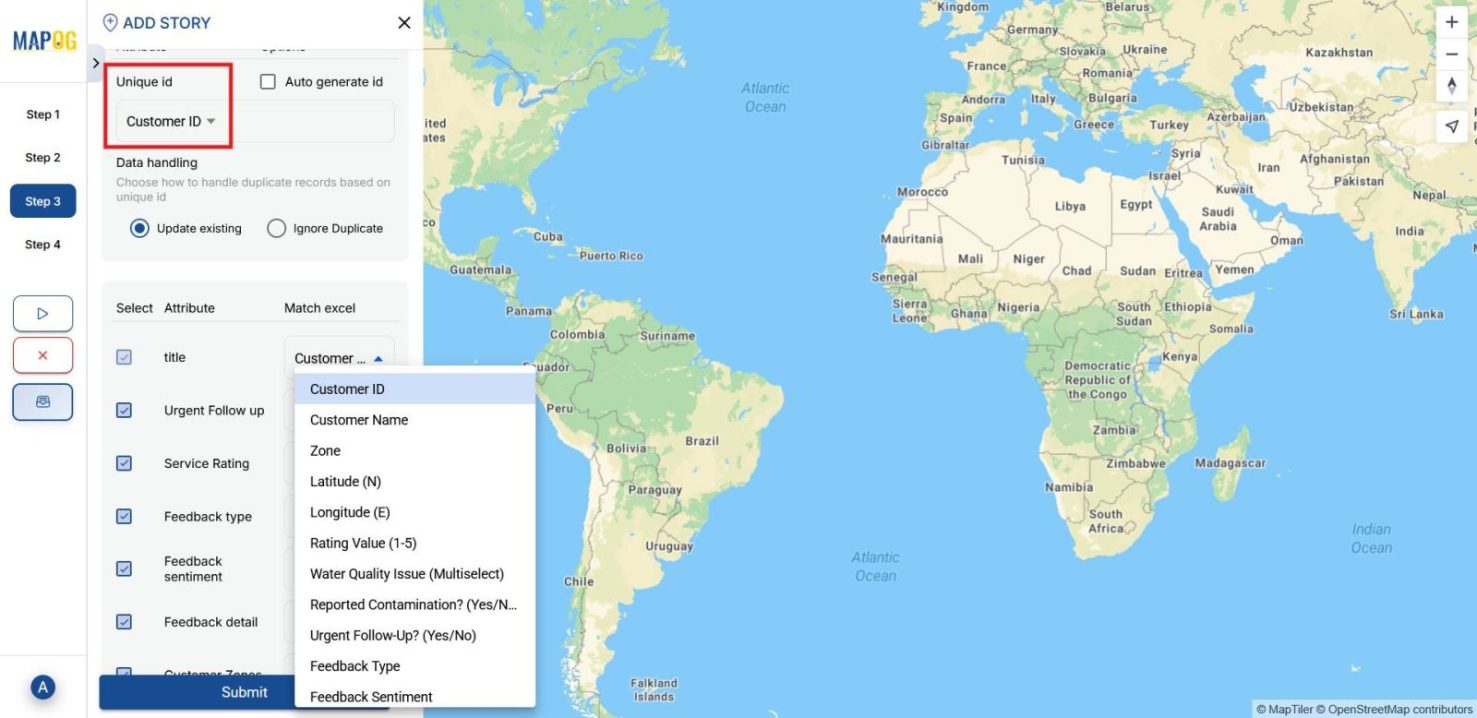 Showing matching  attributes with excel columns.