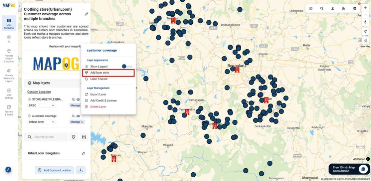 Interface showing style layer option in the layer panel