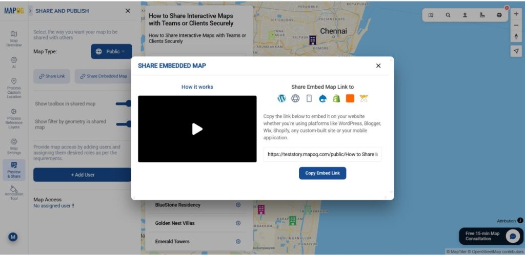 share embedded map option to Share Interactive Maps with teams
