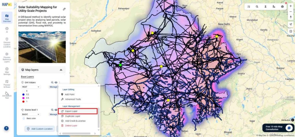 Select layer Export Option 