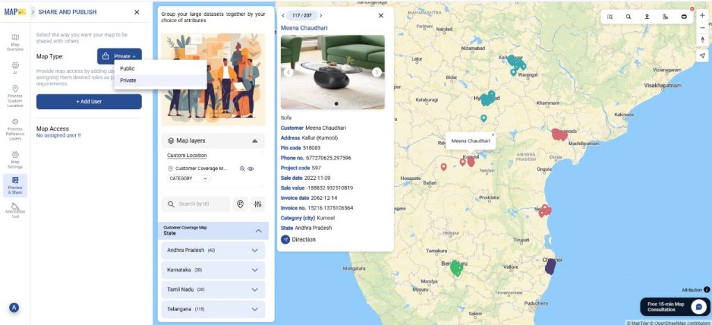 Preview and Share - Group by data on map