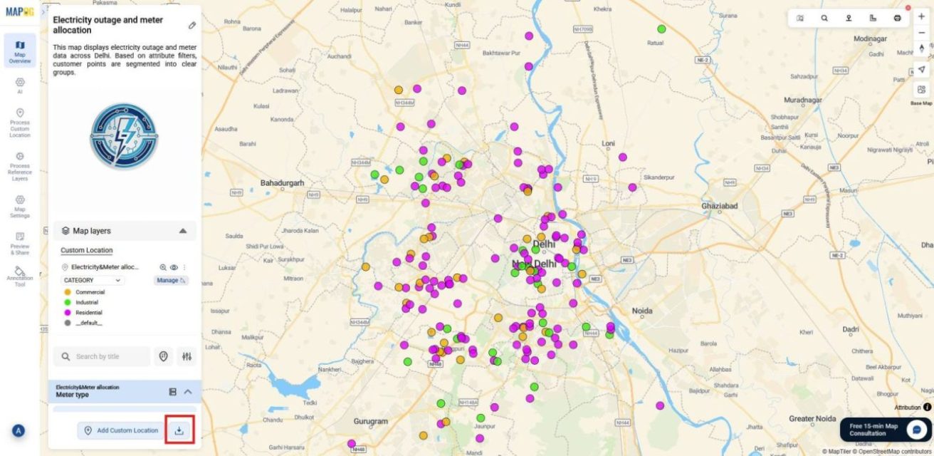 showing the option to download the you mapped data.