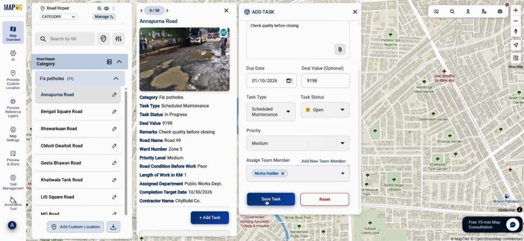 attach all details regarding to task management