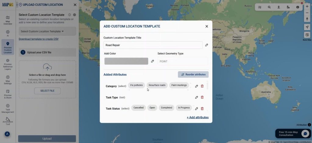 add custom location template