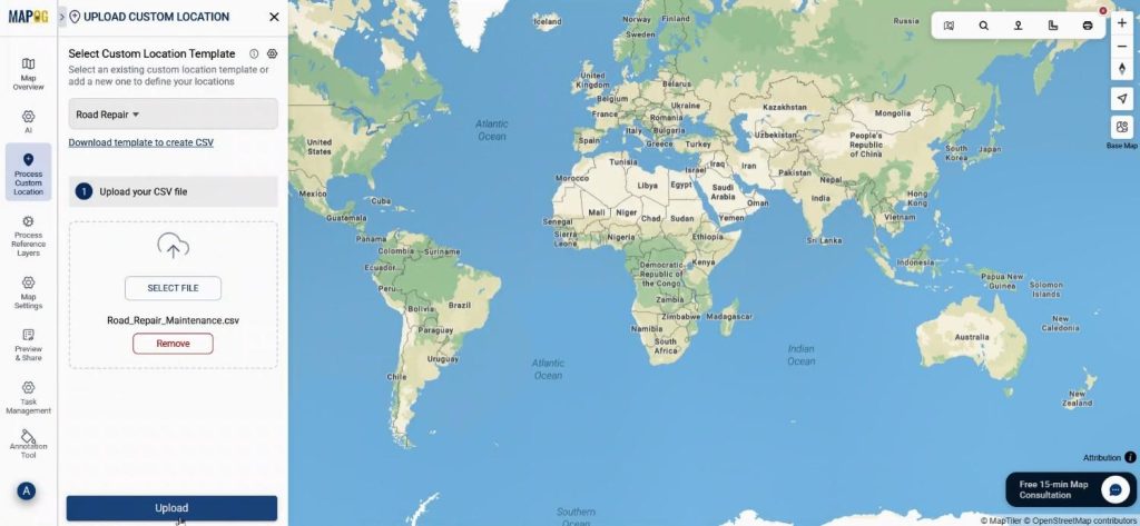 upload files for road repair project