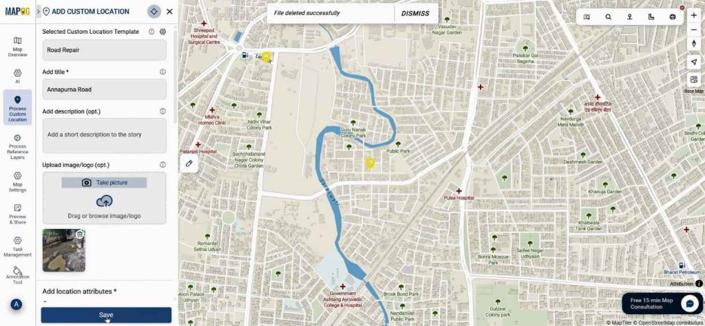 Track Task Progress map attached with road images