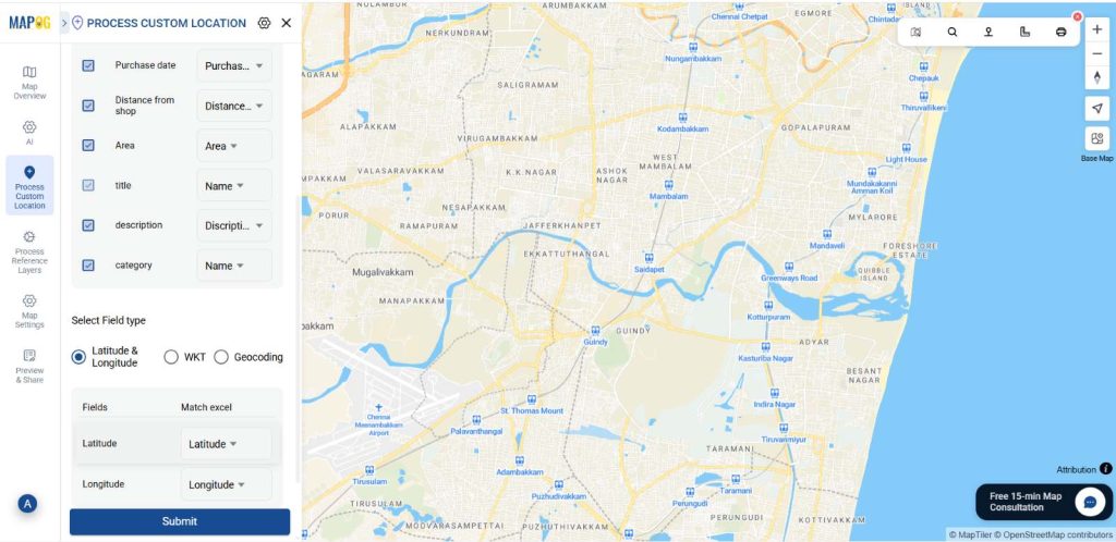 match the attributes with related coloumns