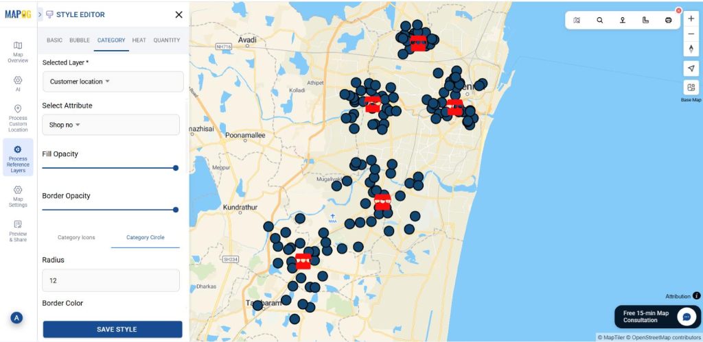 use category style to visualize different customers