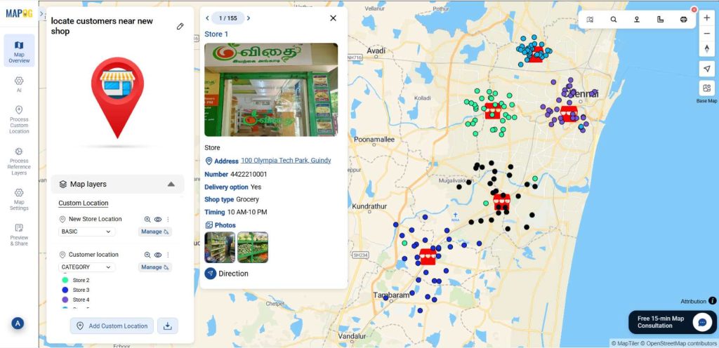 Nearby customers around a new store