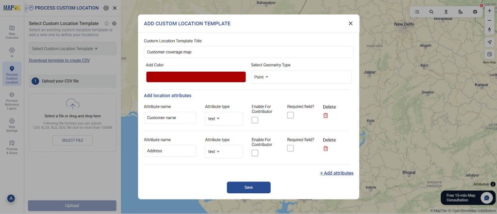 Select Custom Location Template
