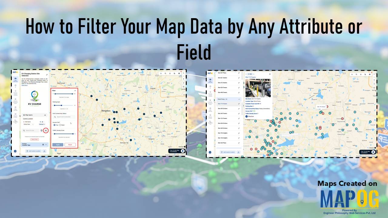 MAPOG interface showing tools to Filter Your Map Data by attributes for smarter location and site selection.