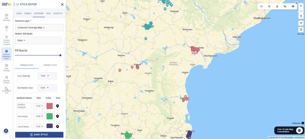 data will appear differentiated