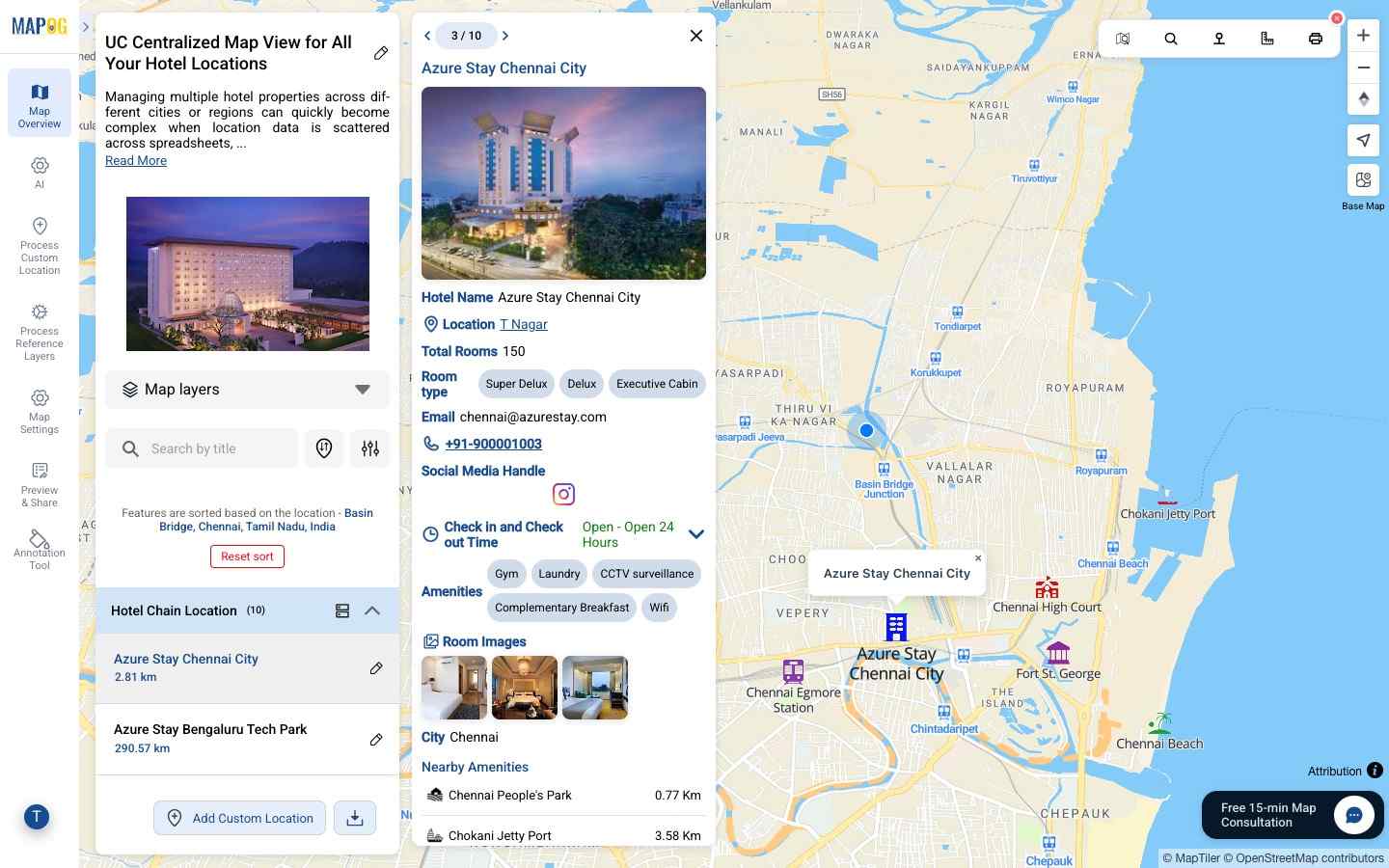 Sort Hotel Locations in Map