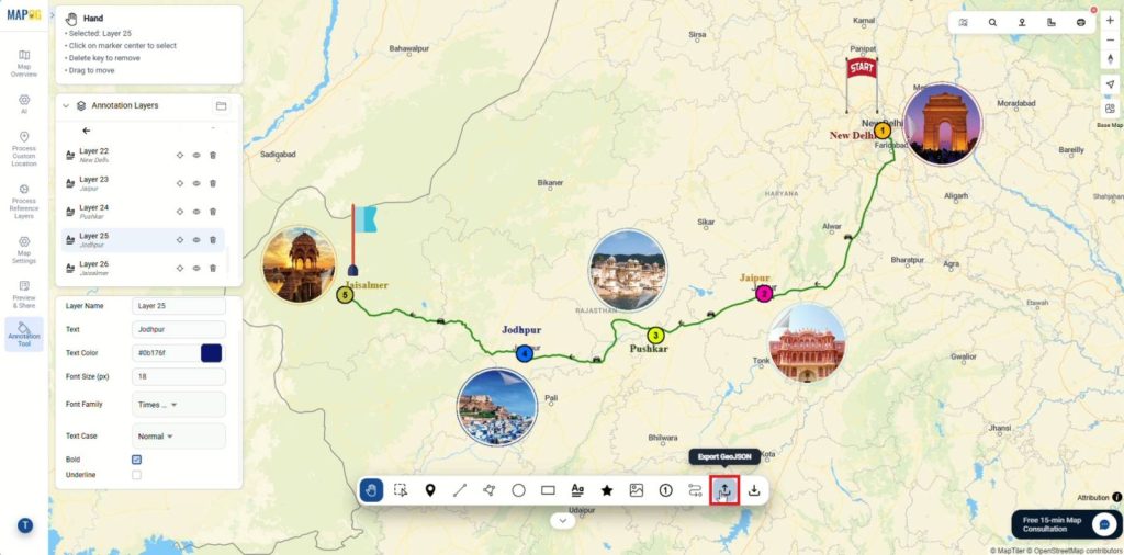 travel map annotation tool