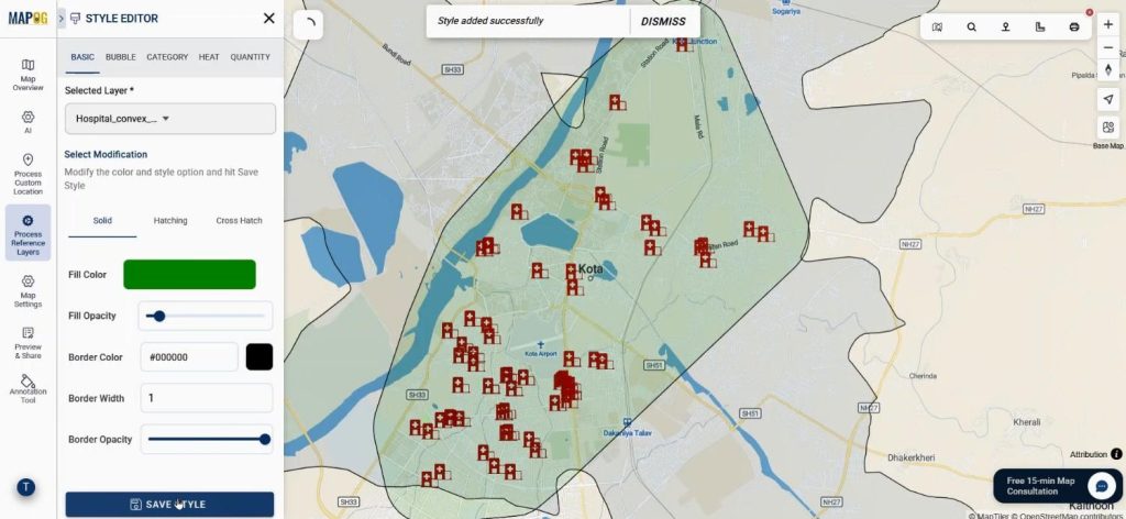 Change color for healthcare coverage area