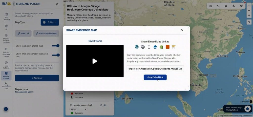 Analyze Village Healthcare Coverage public interactive map