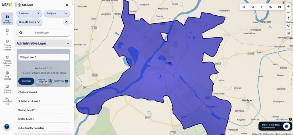 Add village boundary layer on map