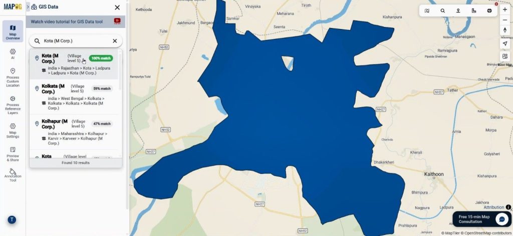 search for any place on GIS data