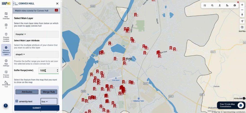 Analyze Village Healthcare Coverage using Convex Hull analysis