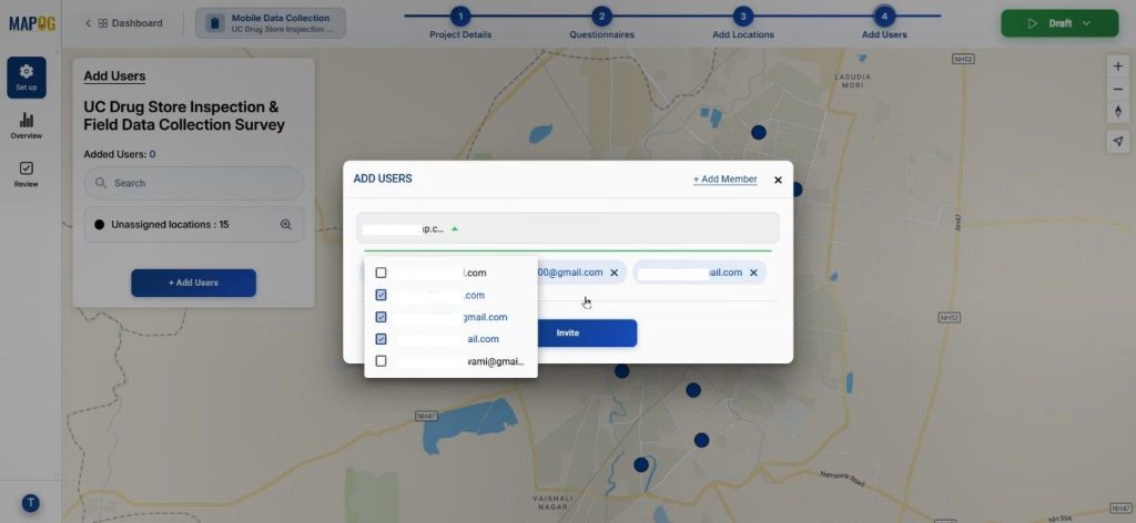 assign user for survey to Capture Drug Inspection Data
