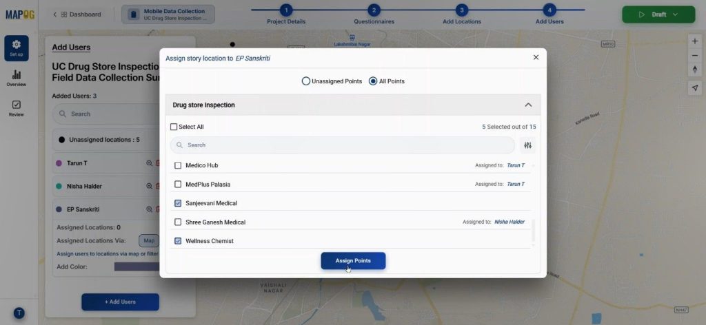 use filter to assign points