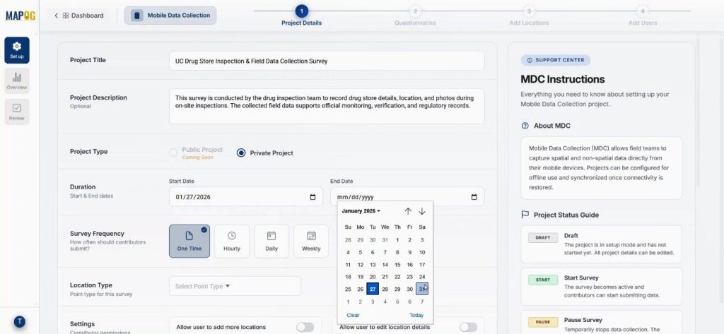 Add additional details for Mobile data collection to Capture Drug Inspection Data 