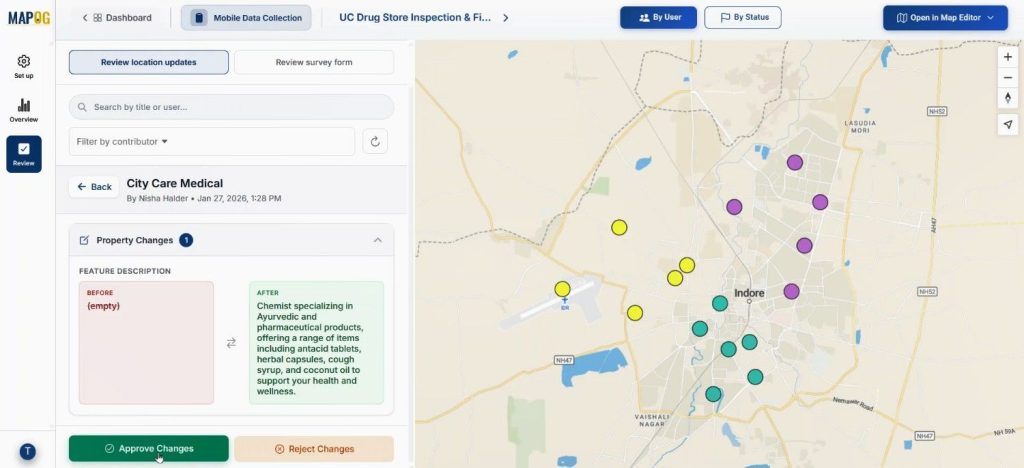 review location & approve changes