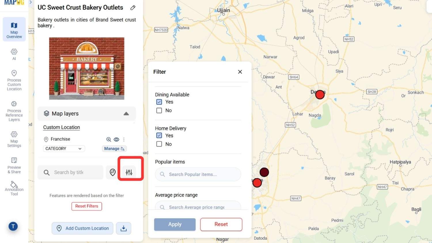 filtering the points