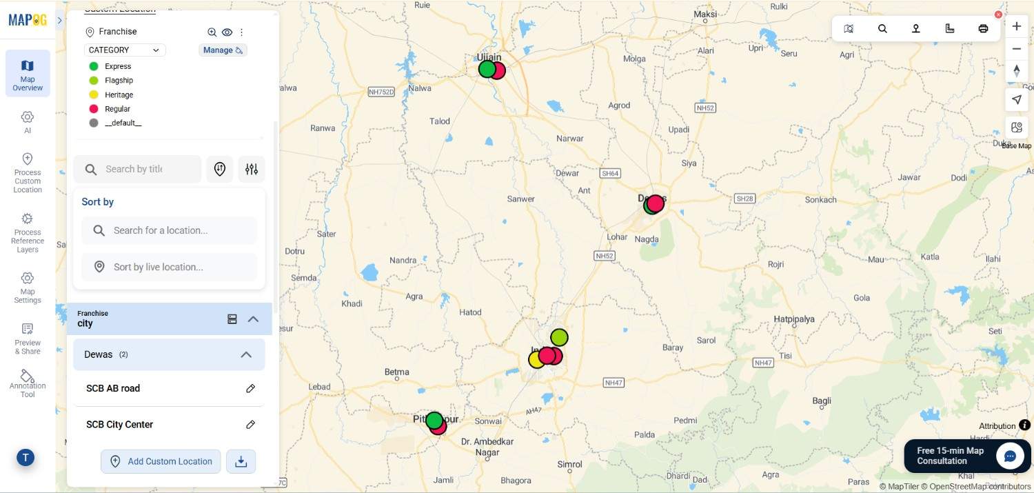 sorting the locations