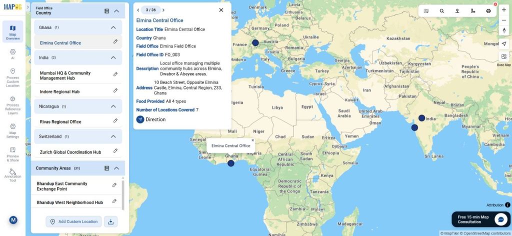 Community Coverage on a Map