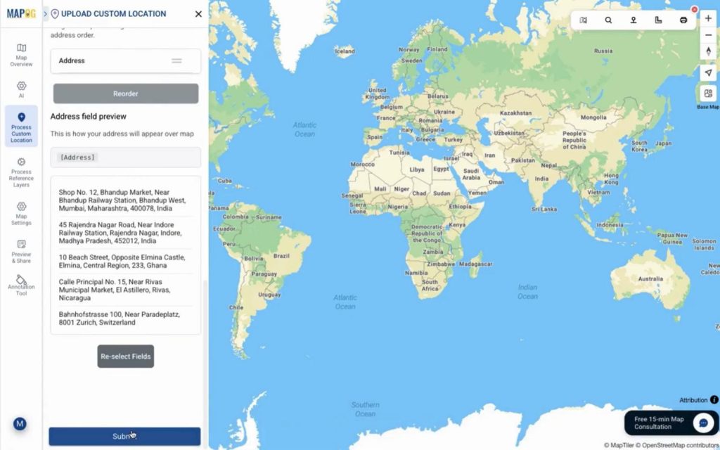 add proper address field & upload.