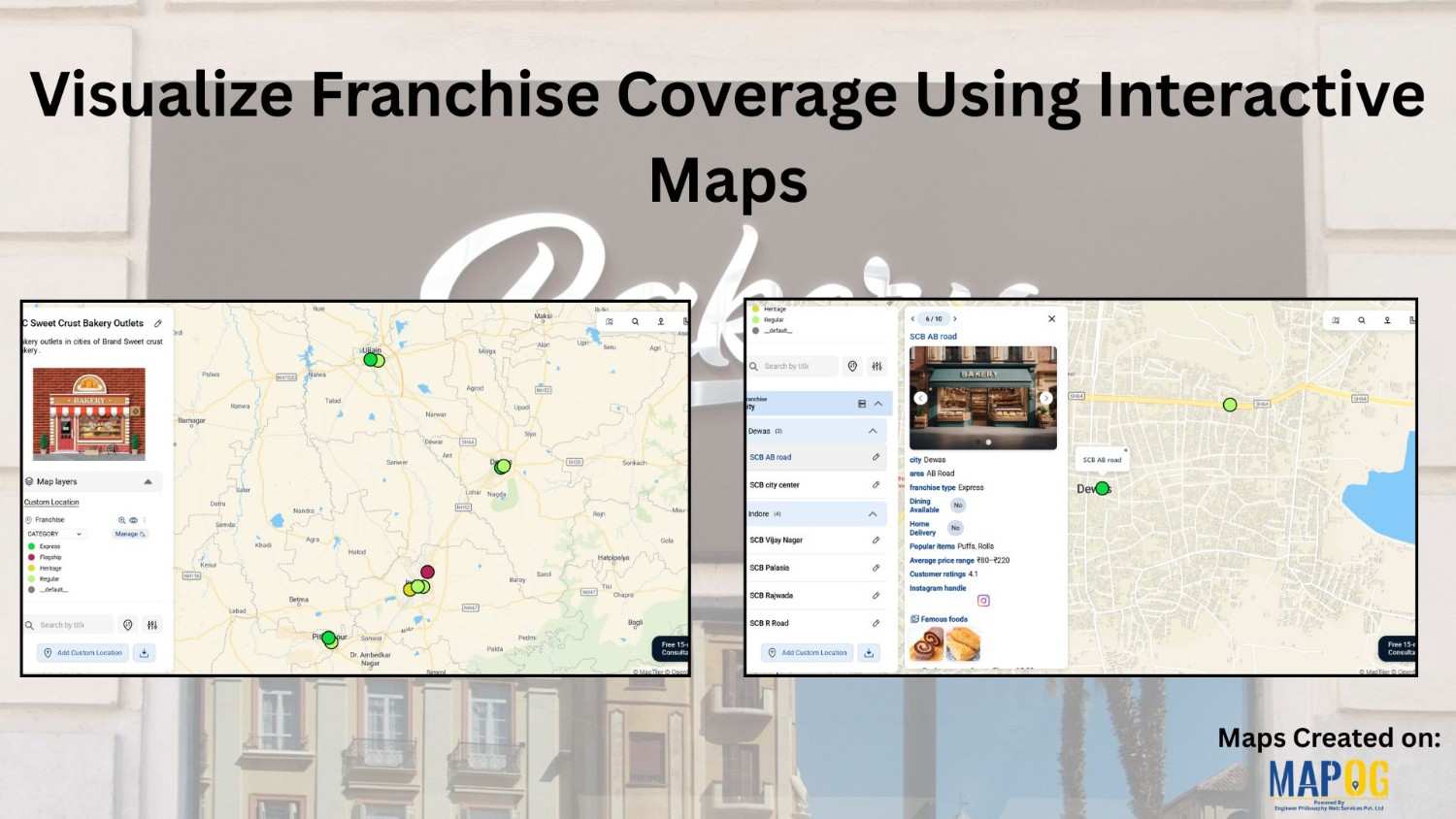 visualize the franchise covergae for a bakery outlet