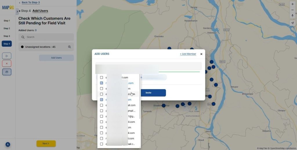 select assignee for the survey