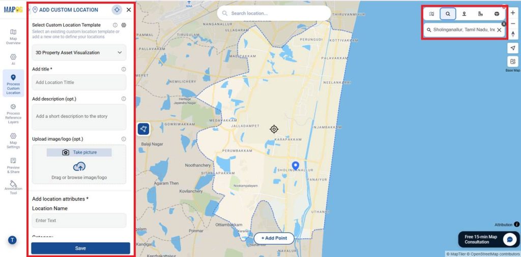 Select the created template to visualize property 