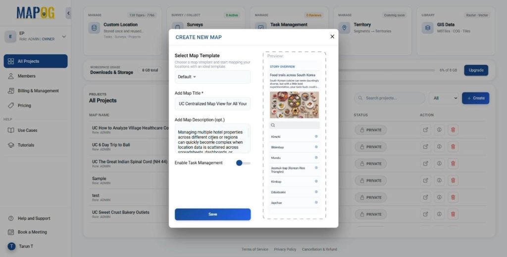 Create a new map to get a Centralized Map View for All Your Hotel Locations
