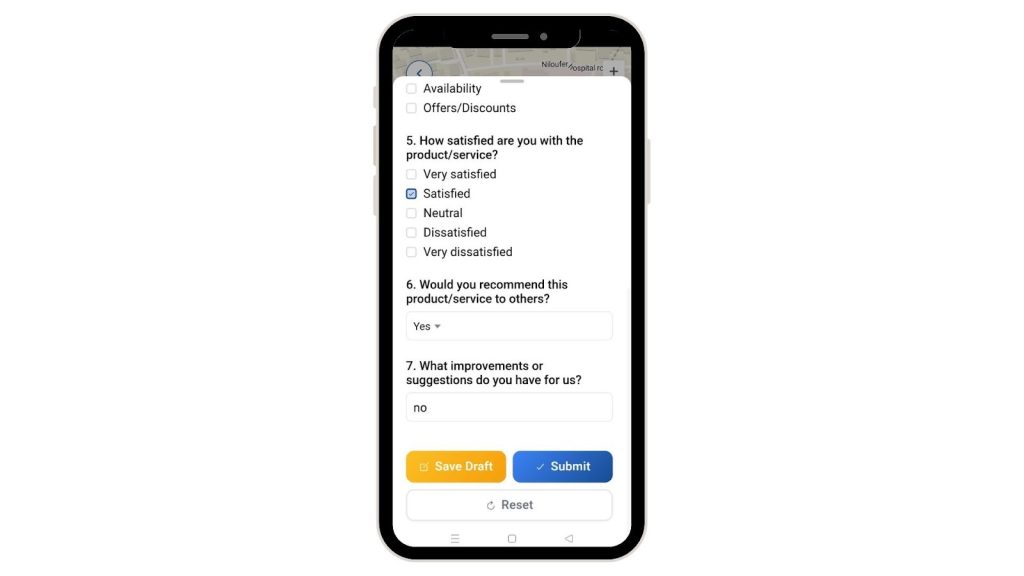 To fill survey while Collecting On-Ground Data Using a Mobile Data Collection App
