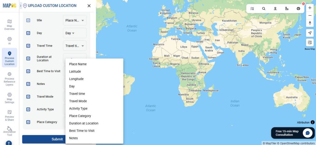 Match columns to attributes
