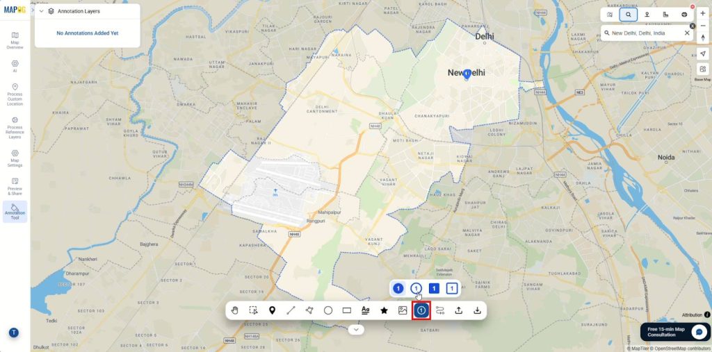 Placing points for each stop one by one.