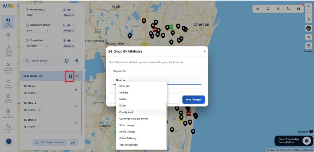 Group map data to manage retail locations and tasks easier

