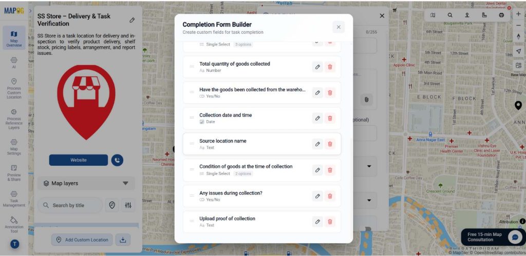 Capture task completion data in forms