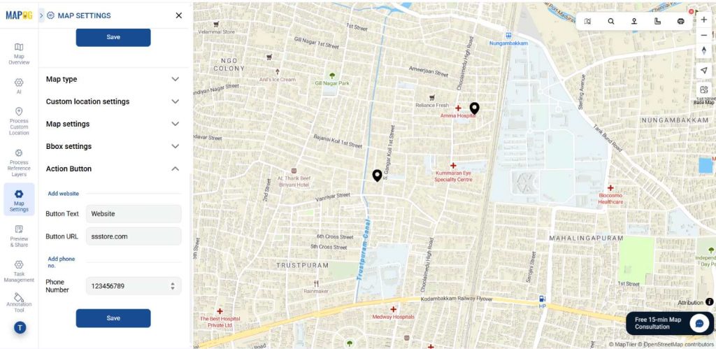 Add call to action button to map