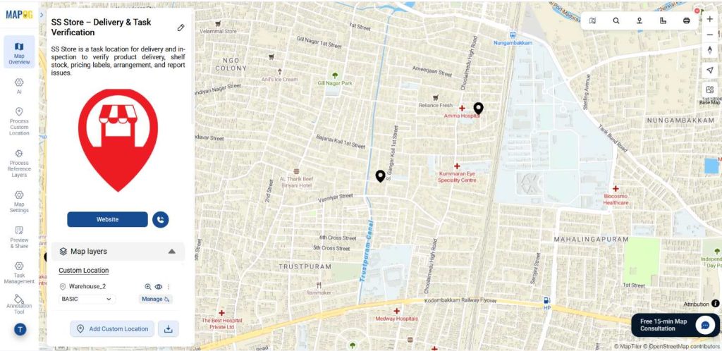 View call to action button to map