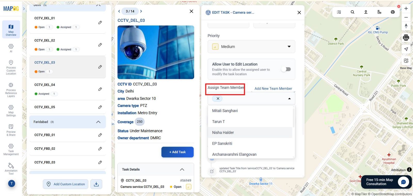 assign team member and save task